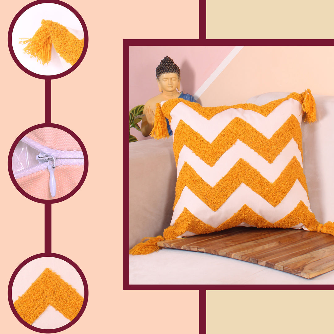 Hand Crafted Embroidered Bohemian Cushion Cover, Set of 1 (12 x18 inches/ 30x45 cm)