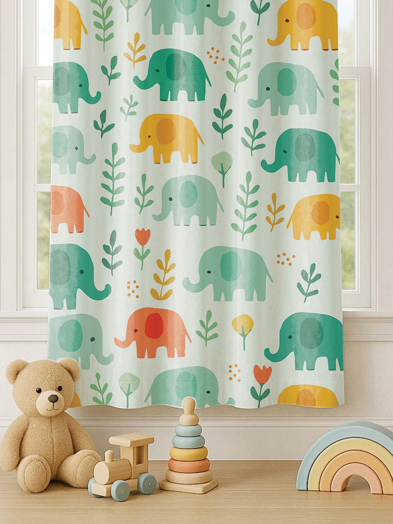 Kids Velvet Curtain | Wild Walk print | 7 feet | Set of 2