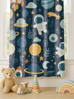 Load image into Gallery viewer, Kids Velvet Curtain | Galaxy Adventure print | 7 feet | Set of 2