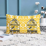 Load image into Gallery viewer, Soft Touch Luxurious Yellow Bird Printed Cotton Canvas Rectangular Cushion Cover Set of 2