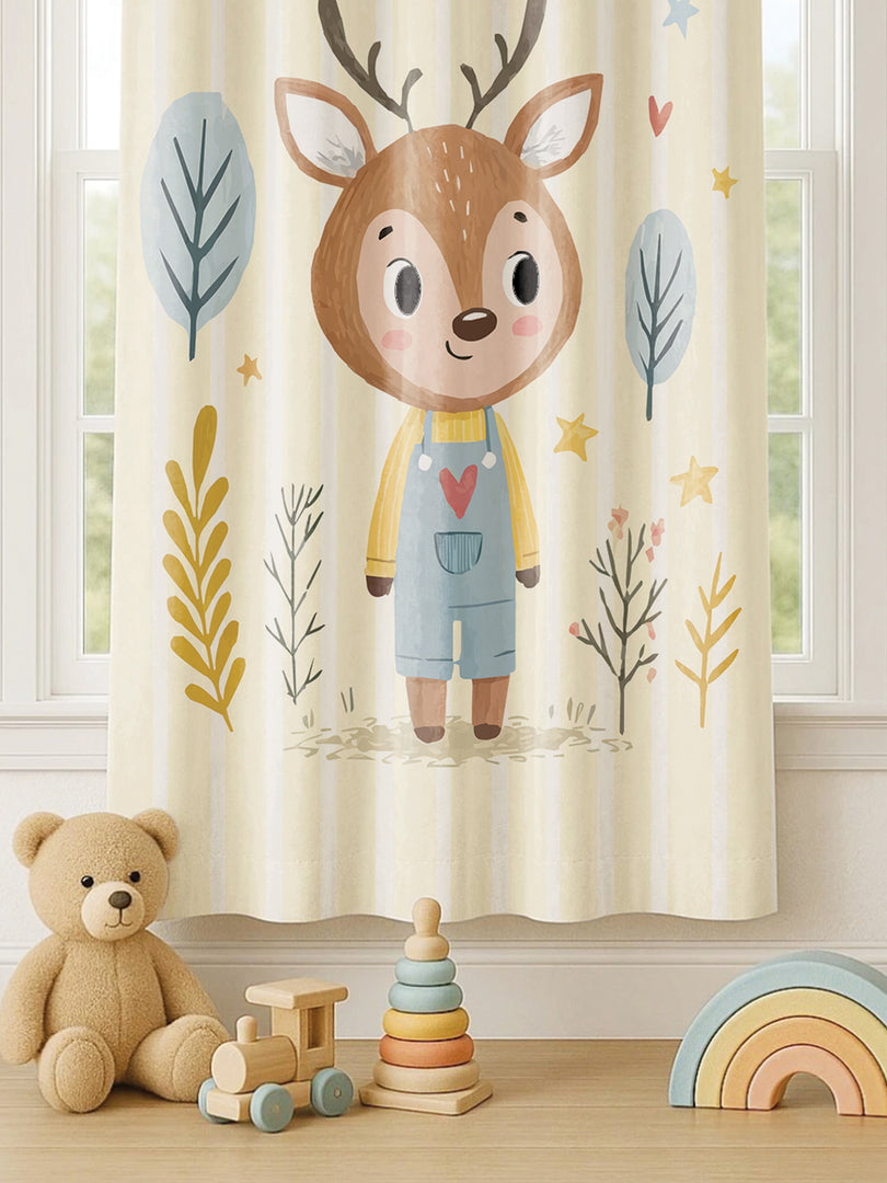 Kids Velvet Curtain | Deer Delight print | 7 feet | Set of 2
