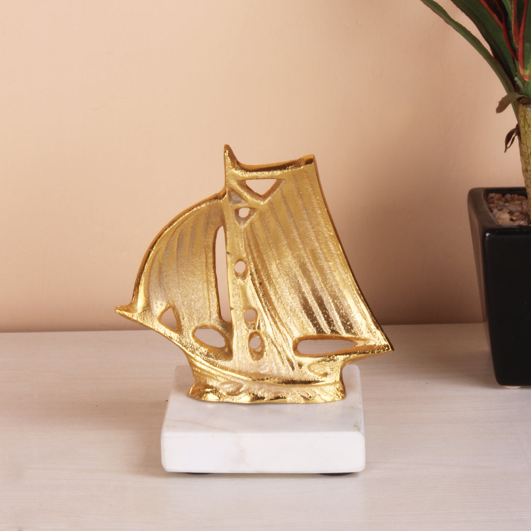 Vintage Metal Ship Figurine Maritime Collectible Display