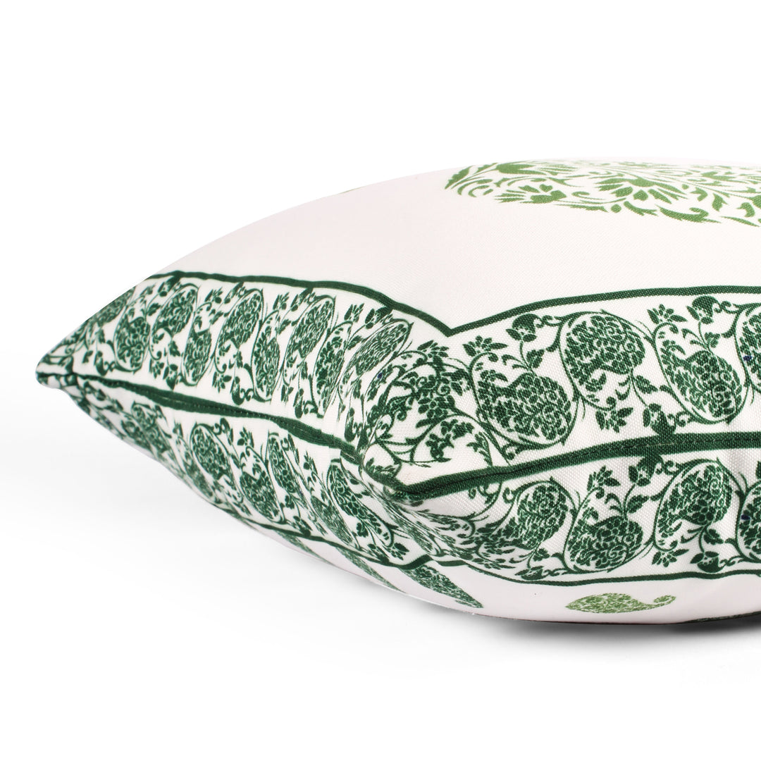 Both Side Block Print Spring Paisley Green Cushion Cover Set of 5