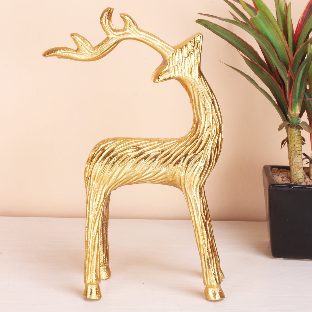 Metal Deer Antler Statue - Contemporary Wildlife Art Decor