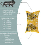 Load image into Gallery viewer, Soft Touch Luxurious Yellow Bird Printed Cotton Canvas Rectangular Cushion Cover Set of 2