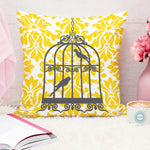 Load image into Gallery viewer, Soft Touch Luxurious Yellow Bird Printed Cotton Canvas Cushion Cover Set of 2