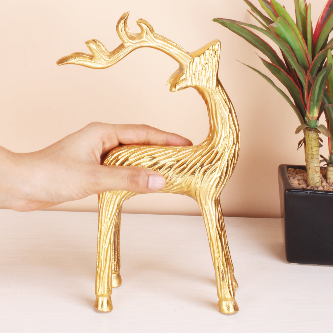 Metal Deer Antler Statue - Contemporary Wildlife Art Decor