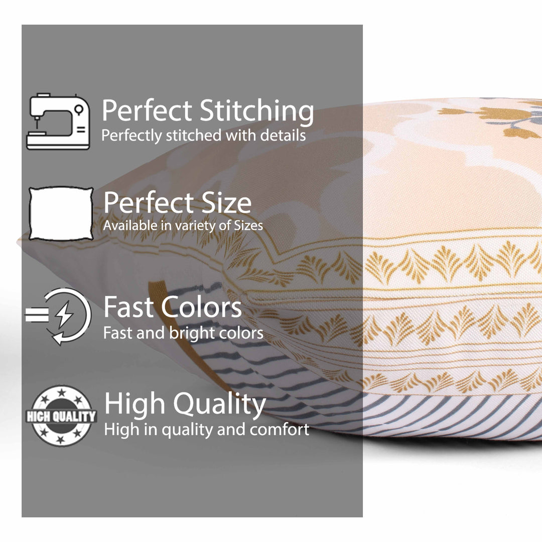 Both Side Block Print Summer Buds Cushion Cover Set of 2