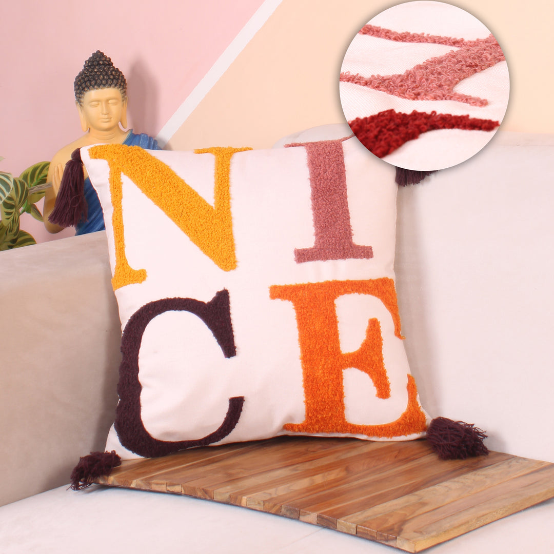 Hand Crafted Embroidered Bohemian Cushion Cover, Set of 1 (16 x16 inches/ 40x40 cm) 12