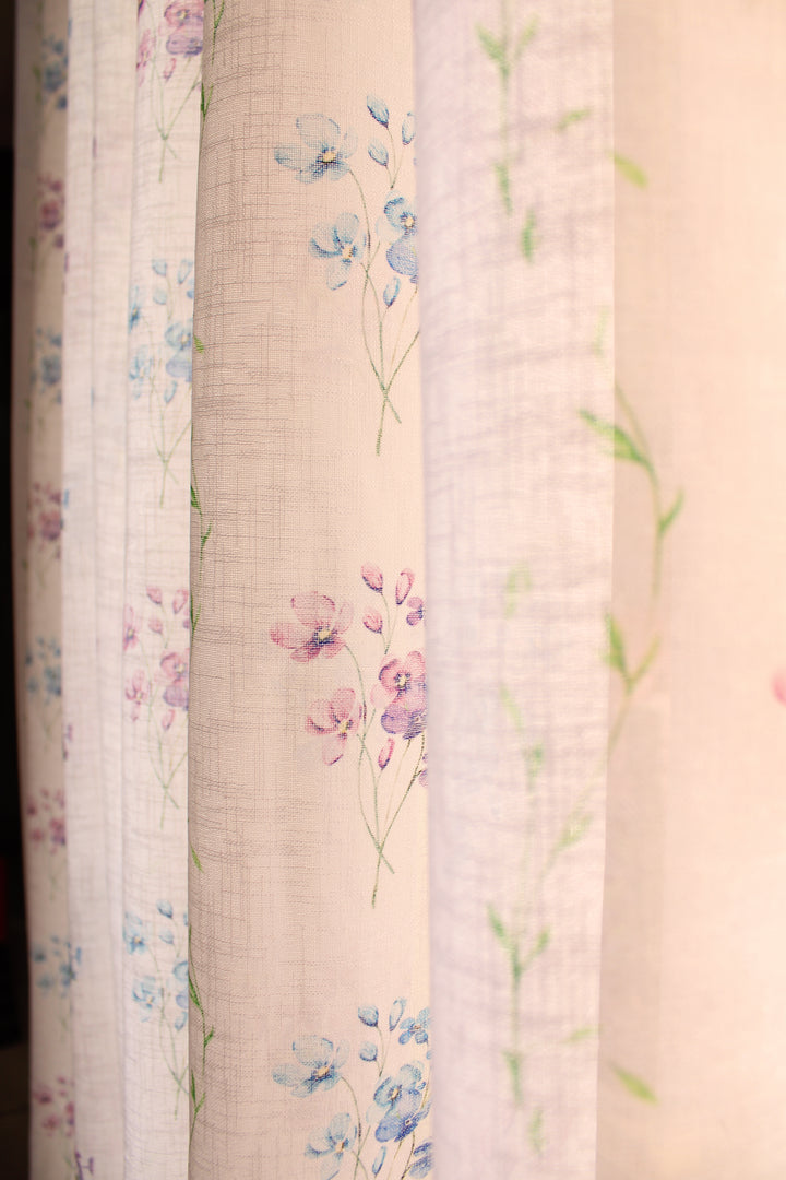 Linen Textured Sheer Curtains, Semi Transparent & Light Filtering Door Curtains with Tieback and Eyelets, Pack of 1