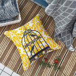Load image into Gallery viewer, Soft Touch Luxurious Yellow Bird Printed Cotton Canvas Cushion Cover Set of 2