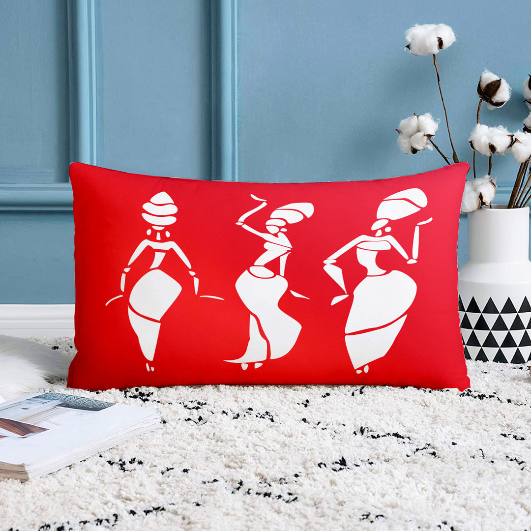 Traditional Printed Cotton Canvas Rectangular Cushion Cover Set of 2