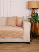 Load image into Gallery viewer, Beige Chenille Sofa Cover 70x30 Inch – Soft, Durable & Textured Fabric with Tassels | Sofa for Living Room, Bedroom, or Drawing Room