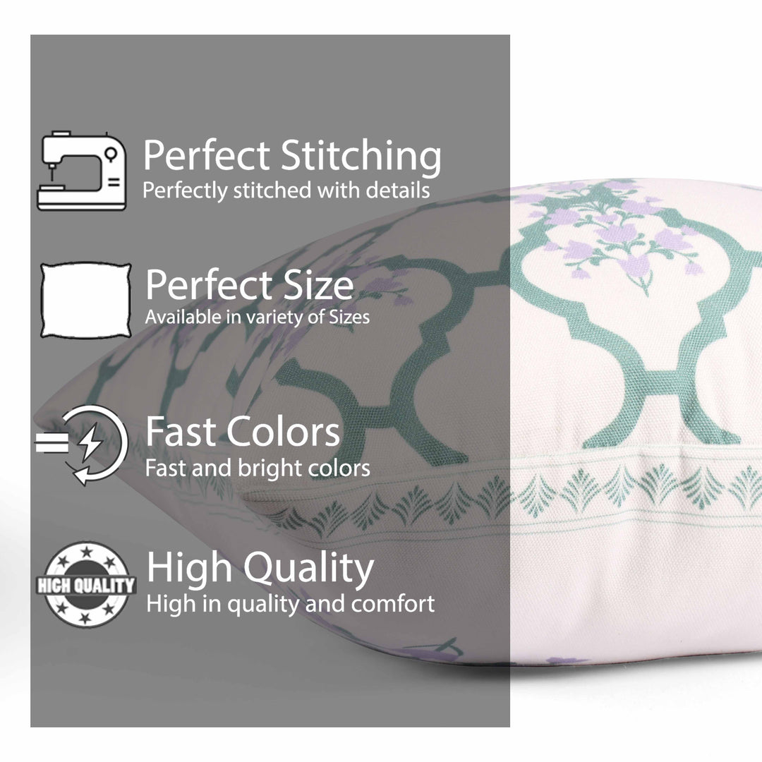 Both Side Block Print Summer Buds Cushion Cover Set of 5