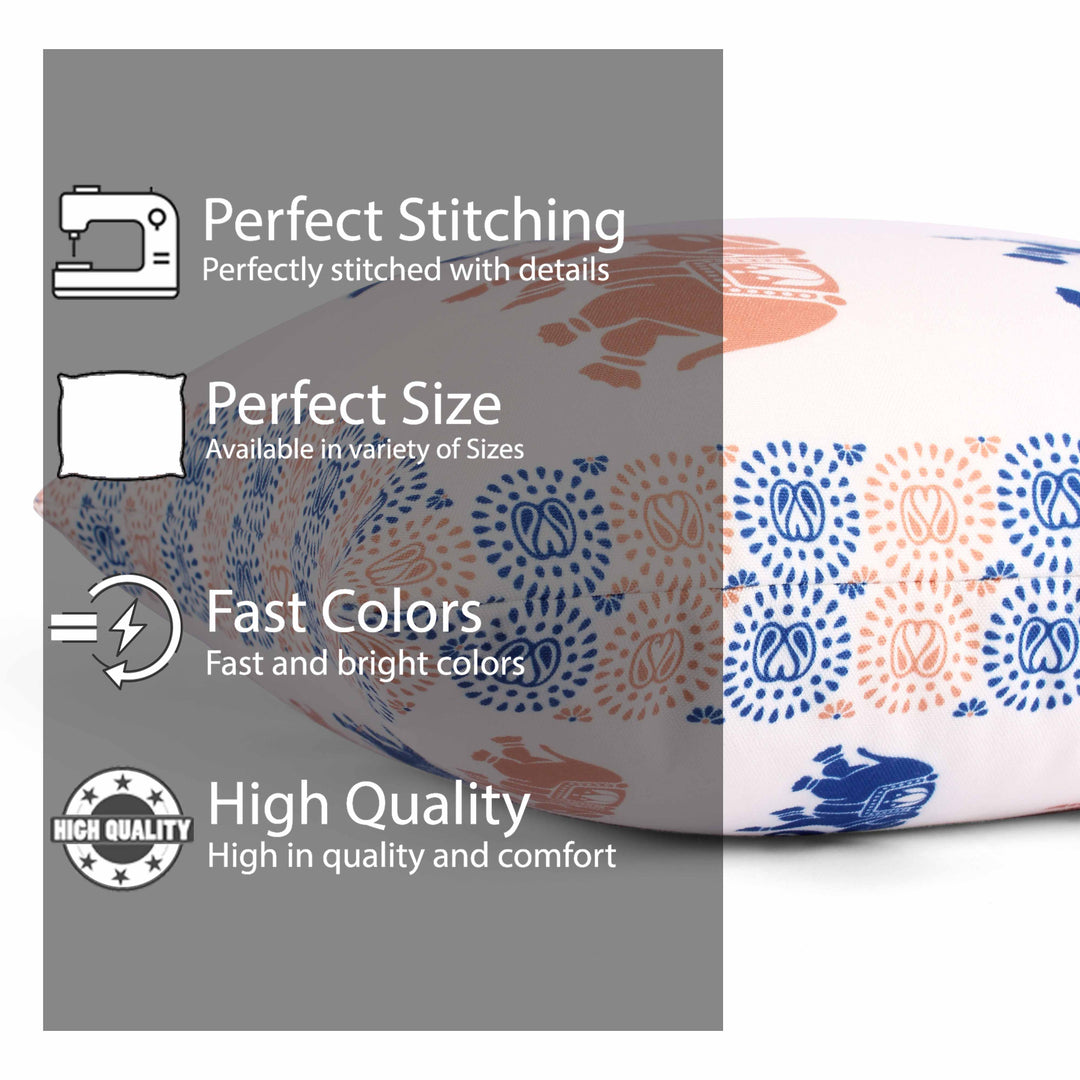 Both Side Block Print Elephant Cushion Cover Set of 2 ( 12 X 18 Inches )