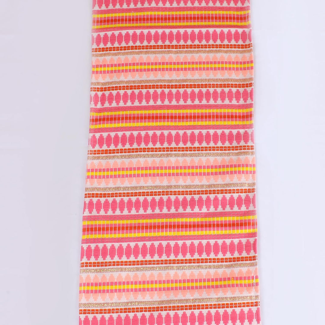 Aztec Orange Woven Fabric Table Runner with Tassel