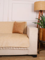 Load image into Gallery viewer, Beige Chenille Sofa Cover 24x60 Inch – Soft, Durable & Textured Fabric with Tassels | Full Coverage   Sofa for Living Room, Bedroom, or Drawing Room