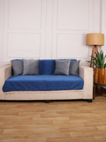 Load image into Gallery viewer, blue Chenille Sofa Cover 48x60 Inch – Soft, Durable & Textured Fabric with Tassels | Full Coverage   Sofa for Living Room, Bedroom, or Drawing Room