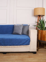 Load image into Gallery viewer, blue Chenille Sofa Cover 48x60 Inch – Soft, Durable & Textured Fabric with Tassels | Full Coverage   Sofa for Living Room, Bedroom, or Drawing Room