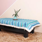 Load image into Gallery viewer, Aztec Blue Woven Fabric Table Cover with Lace