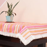 Load image into Gallery viewer, Aztec Orange Woven Fabric Table Cover with Lace