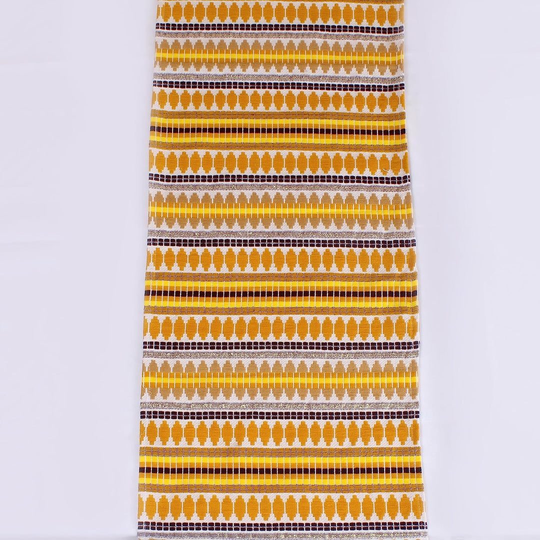 Aztec Yellow Woven Fabric Table Runner with Tassel
