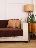 Load image into Gallery viewer, Brown Chenille Sofa Cover 70x60 Inch – Soft, Durable & Textured Fabric with Tassels | Full Coverage   Sofa for Living Room, Bedroom, or Drawing Room