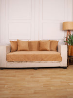 Load image into Gallery viewer, Beige Chenille Sofa Cover 48x60 Inch – Soft, Durable & Textured Fabric with Tassels | Full Coverage   Sofa for Living Room, Bedroom, or Drawing Room