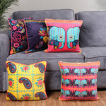 Load image into Gallery viewer, Paisley Elephant Both Sided Printed Velvet Cushion Cover with Piping (Set of 5)
