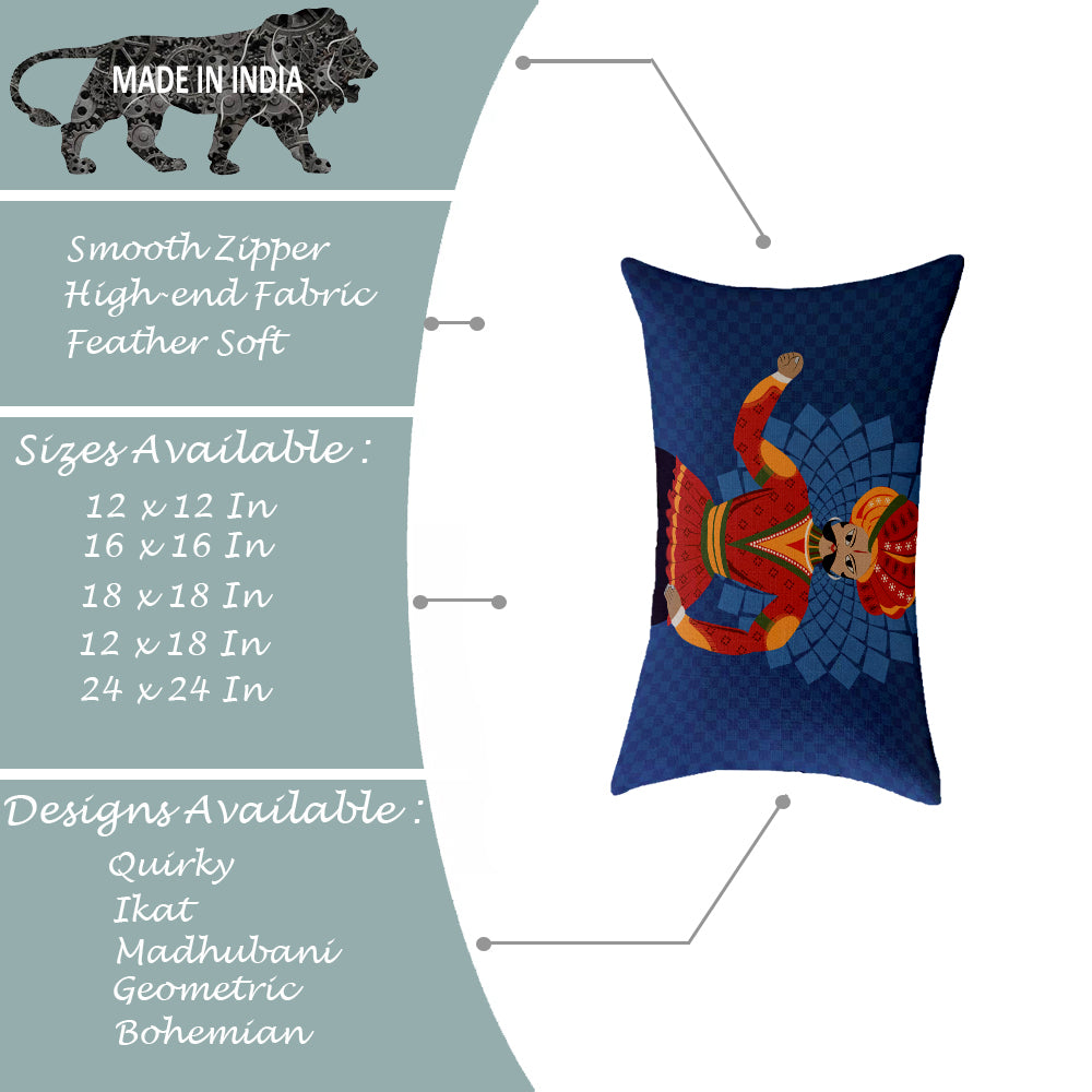 Soft Touch Luxurious Traditional Printed Cotton Canvas Rectangular Cushion Cover Set of 2