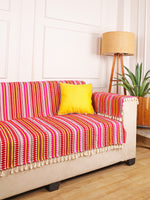 Load image into Gallery viewer, Red Jacquard 3-Seater Sofa Cover