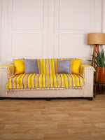 Load image into Gallery viewer, Yellow Jacquard 2-Seater Sofa Cover