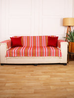 Load image into Gallery viewer, Red Jacquard 3-Seater Sofa Cover