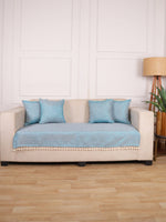 Load image into Gallery viewer, Jute Sofa Seat Cover – Turquoise, 48x30 Inch