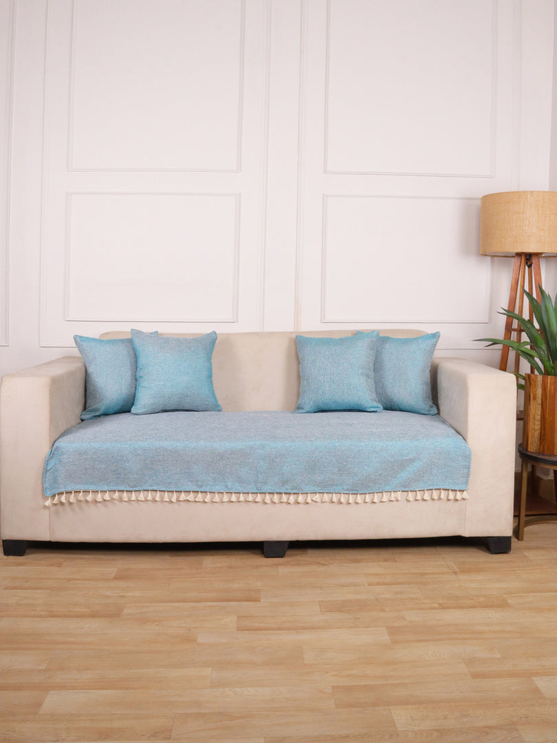 Jute Sofa Seat Cover – Turquoise, 48x30 Inch