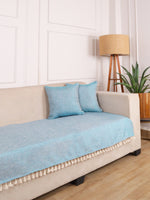 Load image into Gallery viewer, Jute Sofa Seat Cover – Turquoise, 48x30 Inch