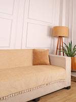Load image into Gallery viewer, Beige Chenille Sofa Cover 24x60 Inch – Soft, Durable & Textured Fabric with Tassels | Full Coverage   Sofa for Living Room, Bedroom, or Drawing Room