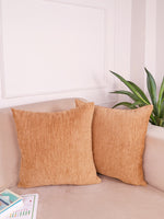 Load image into Gallery viewer, Chenille Cushion Covers Set of 2 – 12x12 Inches Soft Velvet-Feel Textured Covers for Sofa, Couch, Bed, Living Room, Home, Office & Lounge Decor – Durable & Machine Washable (Dark Beige)
