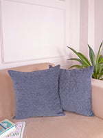 Load image into Gallery viewer, Chenille Cushion Covers Set of 2 – 12x12 Inches Soft Velvet-Feel Textured Covers for Sofa, Couch, Bed, Living Room, Home, Office & Lounge Decor – Durable & Machine Washable (Dark Grey)