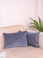 Load image into Gallery viewer, Chenille Cushion Covers Set of 2 – 12x18 Inches Soft Velvet-Feel Textured Covers for Sofa, Couch, Bed, Living Room, Home, Office & Lounge Decor – Durable & Machine Washable (Dark Grey)