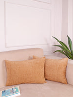 Load image into Gallery viewer, Chenille Cushion Covers Set of 2 – 12x18 Inches Soft Velvet-Feel Textured Covers for Sofa, Couch, Bed, Living Room, Home, Office & Lounge Decor – Durable & Machine Washable (Dark Beige)