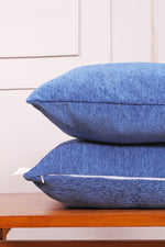 Load image into Gallery viewer, Chenille Cushion Covers Set of 2 – 24x24 Inches Soft Velvet-Feel Textured Covers for Sofa, Couch, Bed, Living Room, Home, Office & Lounge Decor – Durable & Machine Washable (Blue)