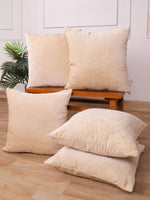 Load image into Gallery viewer, Chenille Cushion Covers Set of 5 – 12x12 Inches Soft Velvet-Feel Textured Covers for Sofa, Couch, Bed, Living Room, Home, Office & Lounge Decor – Durable & Machine Washable (Light Beige)