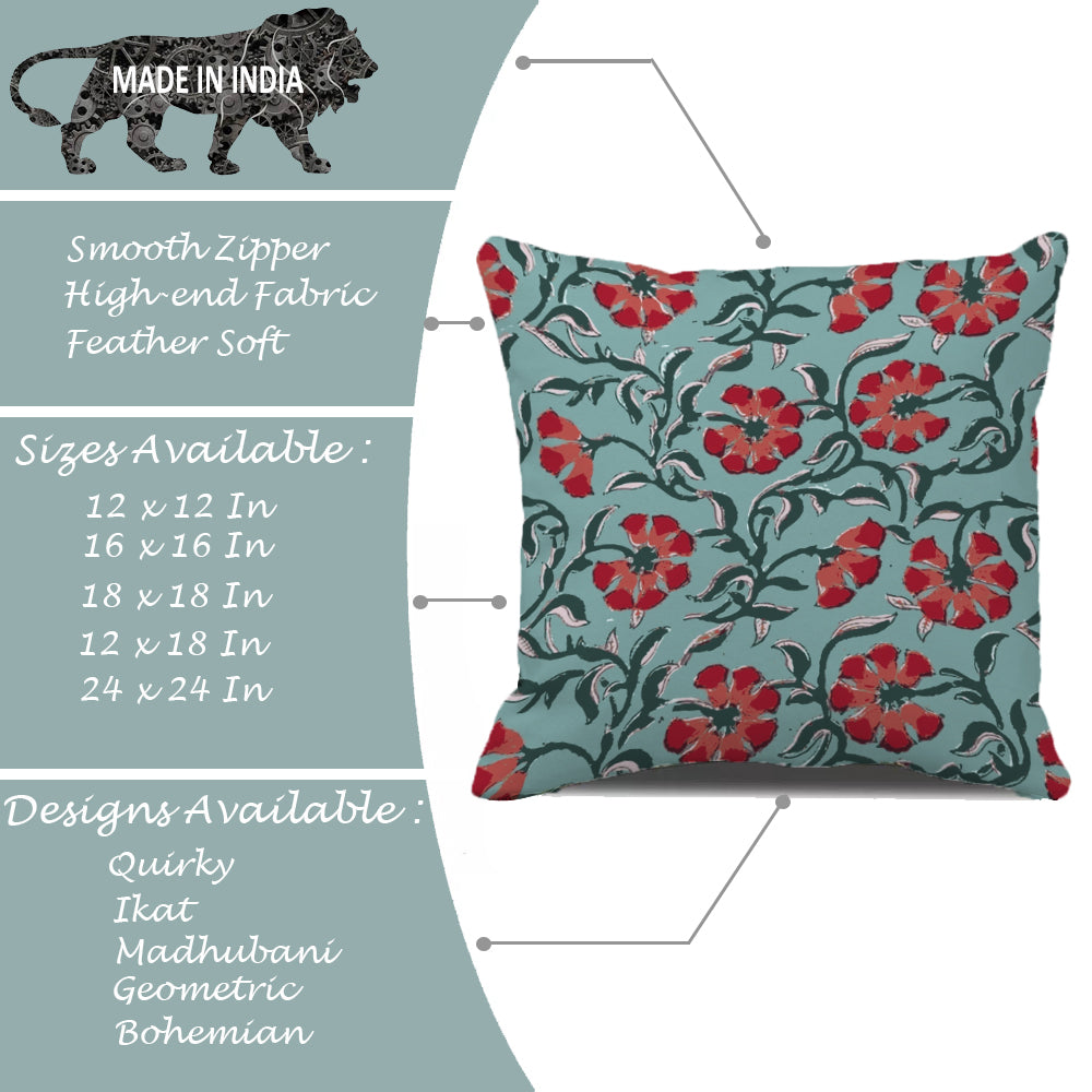 Soft Touch Luxurious Ethnic Printed Cotton Canvas Cushion Cover Set of 2