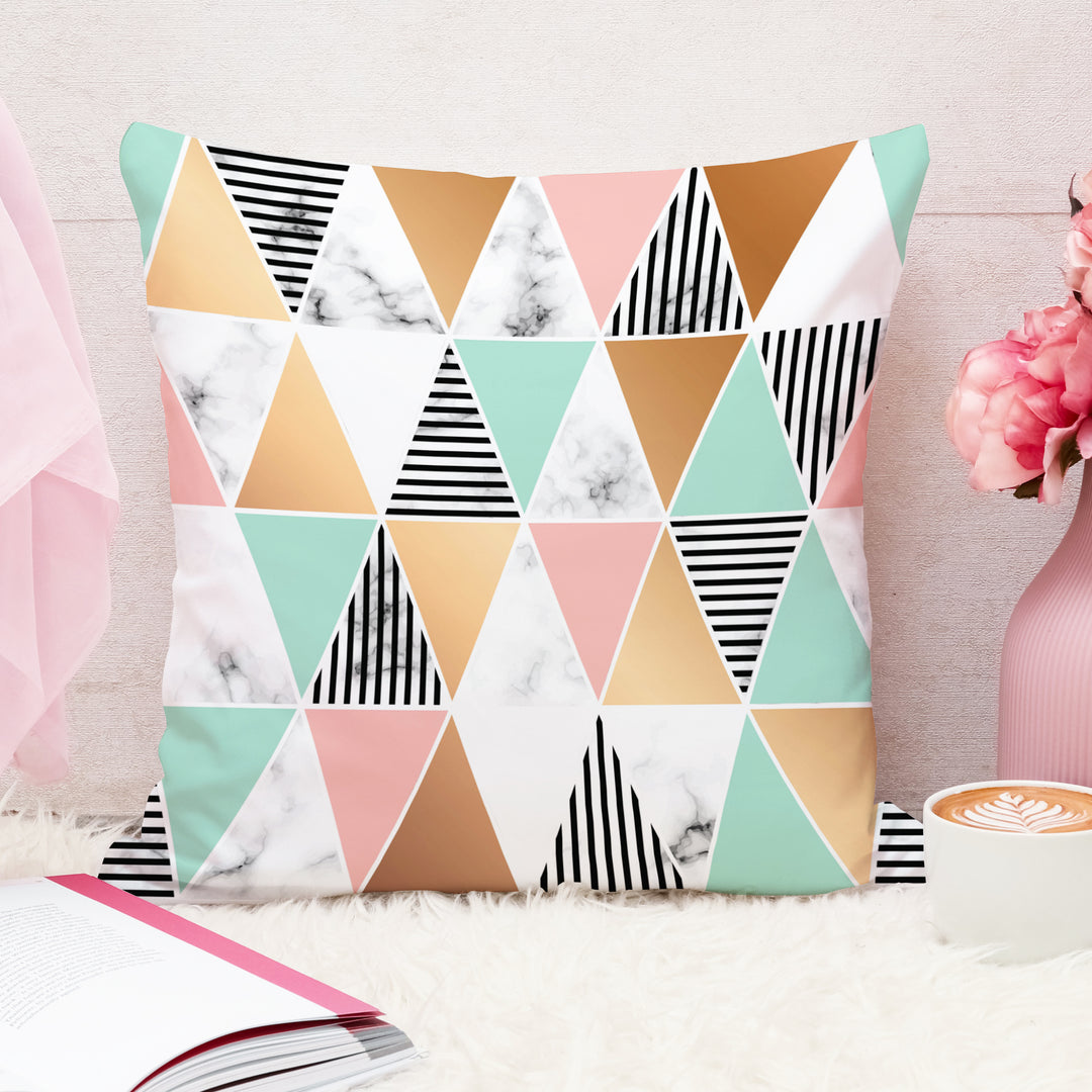 Geometrical Printed Cotton Canvas Cushion Cover Set of 2