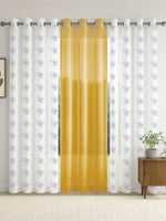 Load image into Gallery viewer, Set of 3 Door Curtains | 2 Geometric Printed + 1 Solid Sheer for Bedroom Living room | Yellow