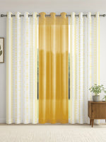 Load image into Gallery viewer, Set of 3 Window Curtains | 2 Geometric Printed + 1 Solid Sheer for Bedroom Living room | Yellow