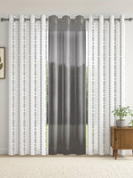 Load image into Gallery viewer, Set of 3 Door Curtains | 2 Geometric Printed + 1 Solid Sheer for Bedroom Living room | Grey