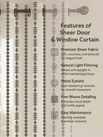 Load image into Gallery viewer, Set of 3 Door Curtains | 2 Geometric Printed + 1 Solid Sheer for Bedroom Living room | Grey