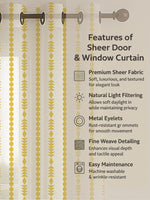 Load image into Gallery viewer, Set of 3 Door Curtains | 2 Geometric Printed + 1 Solid Sheer for Bedroom Living room | Yellow